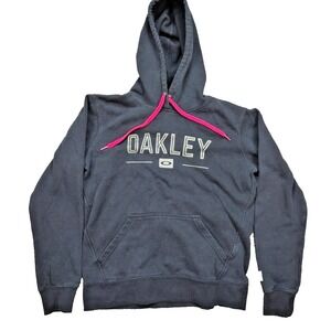 Oakley Pullover Hoodie Sweatshirt Men's Medium Black With Silvery Logo